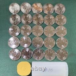 2015 Canadian $5 Silver Maple Leaf. 9999 Fine Silver Bullion Roll of 25 Coins