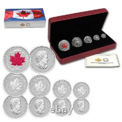 2015 Canadian Silver Maple Leaf Fractional Coin Set (translucent red enamel)