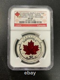 2015 Reverse Proof Canada Maple Leaf Ngc Pr-69 Canadian Enameled Slab $5