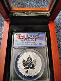 2016 $5 Canada Silver Maple Leaf Wolf Privy ANACS RP 70 DC Tota Mintage 50,000