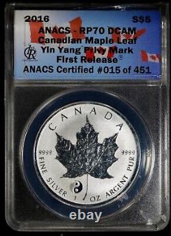 2016 $5 Canada Silver Maple Leaf Yin Yang Privy ANACS RP 70 DCAM First Release
