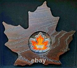 2016 Canada 1 oz Silver $20 Colorized Proof Maple Leaf Shape Coin (Original Box)