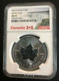 2016 Canada 1oz. Silver $5 Maple Leaf, RARE ONLY 90 GRADED NGC MS 70