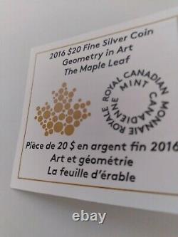 2016 Canada 1oz Silver Geometry In Art The Maple Leaf W Box & Coa