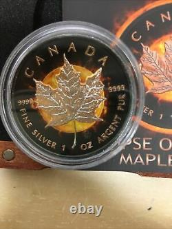 2016 Canada Maple Leaf ECLIPSE OF THE SUN 1oz 24K Rose Gold Gilded Silver. 999