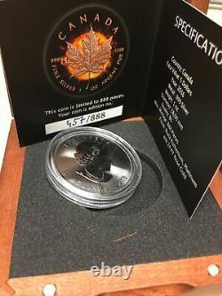 2016 Canada Maple Leaf ECLIPSE OF THE SUN 1oz 24K Rose Gold Gilded Silver. 999