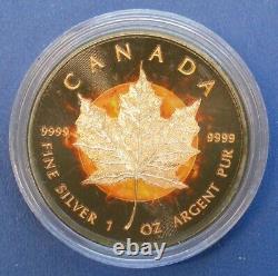 2016 Canada Maple Leaf Eclipse Of Sun. Bu. 1 Oz. 9999 Silver. Black Ruthenium