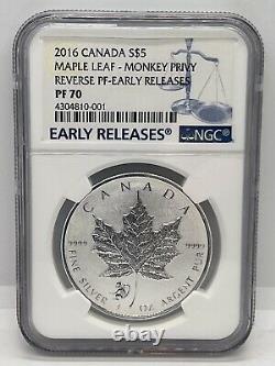 2016 Canada S$5 Maple Leaf-monkey Purify Rev PF-E/R NGC PF70. #391-18081