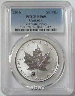 2016 Silver Canada $5 Maple Leaf Yin Yang Privy Pcgs Specimen Proof 69