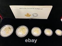 2016 Silver Maple Leaf Fractional Coin Set 5pc Canada 1.9 oz 9999 Fine Rose Gold