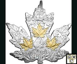 2017Gilded Silver Maple Leaf' Shaped Gold-Plated Prf $20 Coin 1oz. 9999(18210)NT