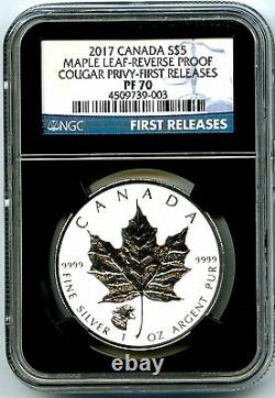 2017 $5 Canada 1oz Silver Maple Leaf Ngc Pf70 Howling Cougar Privy Reverse Proof