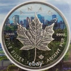 2017 $5 Canada Colored MAPLE LEAF Antique Finish 1 Oz Silver Coin WITH Blister