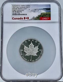 2017 Canada $10 Silver Iconic Maple Leaf 2 Oz 150th Anniv NGC PF 70 Matte ER