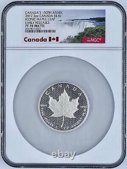 2017 Canada $10 Silver Iconic Maple Leaf 2 Oz 150th Anniv NGC PF 70 Matte ER