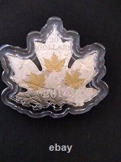 2017 Canada 1 Oz Silver $20 Gilded Silver Maple Leaf W Box & Coa