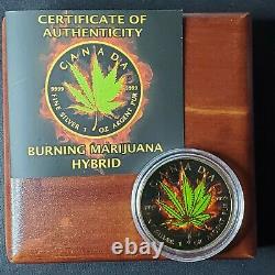 2017 Canada Burning Marijuana Indica and Sativa Hybrid Pure Silver Maple Leaf