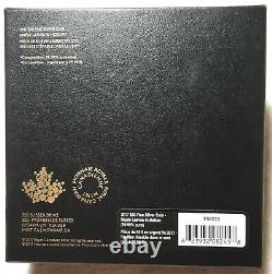 2017 Canada-Maple Leaves in Motion-5 OZ SILVER CONVEX Coin COA Box-Mintage 2,000
