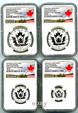 2017 Canada Silver 150th Anniv Ngc Pf70 Reverse Proof Maple Leaf 4 Coin Set Fr