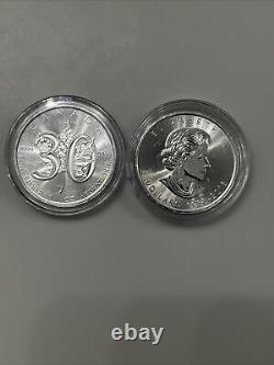 2018 $5 Canada 30TH ANNIVERSARY OF MAPLE LEAF 1 Oz Silver Coin Lot Of 2 Capsule