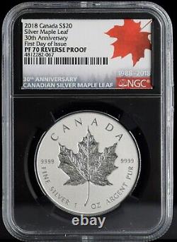 2018 Canada $20 Maple Leaf Rev Proof PCGS PF 70 First Day Issue With Box and COA