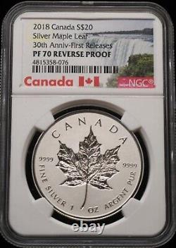 2018 Canada $20 Silver Maple 30th Anniv-FR NGC PF 70 Reverse Proof 1 oz #K309