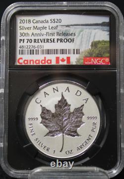 2018 Canada $20 Silver Maple 30th Annv. First Release NGC PF70 Reverse Proof