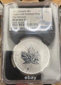 2018 Canada $5 Antelope Privy 1 oz Silver Maple NGC PF 69 Rev PF First Release