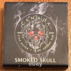 2018 Canada $5 Silver Maple Leaf Smoked Skull, Colorized, Gold & Ruthenium