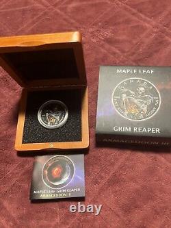2018 Canada Grim Reaper Death Maple Leaf Armageddon -1 Oz Silver Colored Coin