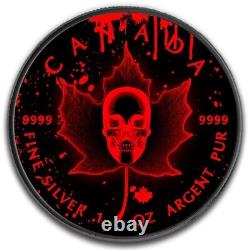 2018 Canada Maple Leaf Blood Skull Ruthenium Colorized 1 oz. 999 Silver Coin