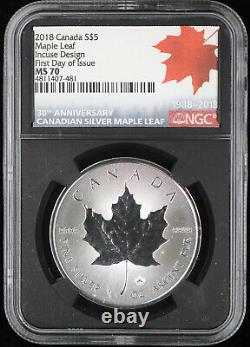 2018 Canada Maple Leaf Incuse Design NGC MS 70 First Day of Issue