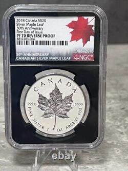 2018 Canada S$20 Silver Maple Leaf Reverse Proof NGC PF70 FDI 30th Anniversary