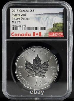 2018 Canada S$5 Maple Leaf Incuse Design NGC MS70