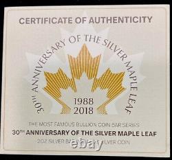 2018 Canada Silver 30th. Aniversary Of The Maple Leaf. 3 Oz. Silver Set. Enn