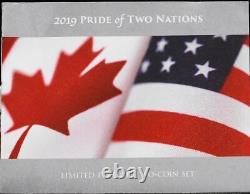 2019 2 Coin Proof Silver Eagle & Maple Leaf Pride of 2 Nations Set NGC 70 FDOI