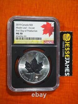 2019 $5 Canada Silver Incuse Maple Leaf Ngc Ms70 First Day Of Production Fdop