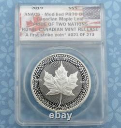 2019 ANACs PR70 Pride of Two Nations CANADA MINT RELEASE $5 Silver Maple Leaf