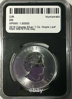 2019 CANADA $5 INCUSE MAPLE LEAF SILVER 1 Oz NGC MS70 FIRST DAY OF ISSUE