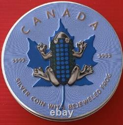 2019 Canada 5$ Maple Leaf Bejeweled FROG 1oz Silve Silbermünze Geringe Auflage