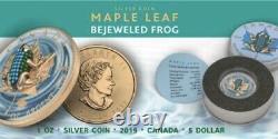 2019 Canada 5$ Maple Leaf Bejeweled FROG 1oz Silve Silbermünze Geringe Auflage