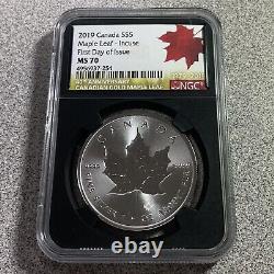 2019 Canada Silver $5 Maple Leaf Incuse NGC MS70 First Day Issue