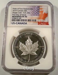 2019 Canada Silver Maple Leaf Ngc Pr Pf 70 Pride Of Two Nations Set S$5 Modified