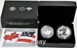 2019 PRIDE OF TWO NATIONS Canada Set SILVER EAGLE & Maple 2-COIN SET Low COA#