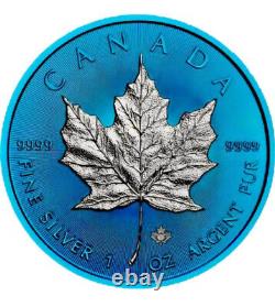 2019 Space Blue 1 oz Canadian Silver Maple Leaf $5 Coin (Rare 500 Mintage)