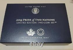 2019 USA Canada PRIDE OF TWO NATIONS set reverse proof silver eagle & maple