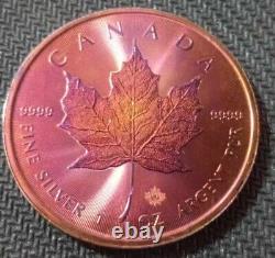 2020 $5 Canada 1 Oz Silver Maple Leaf. Queen Elizabeth II Spectacular Toning! 3