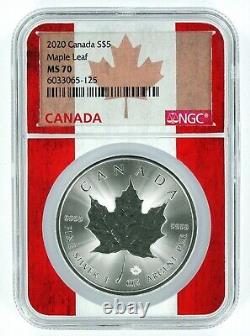 2020 Canada 1oz Silver Maple Leaf NGC MS70 Flag Core