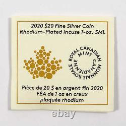 2020 Incused Rhodium/Silver Canadian Maple Leaf COA SKUCPC2980