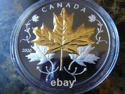 2020 Maple Leaves in Motion Canada $50 5 oz. Fine Silver Coin with Rhodium